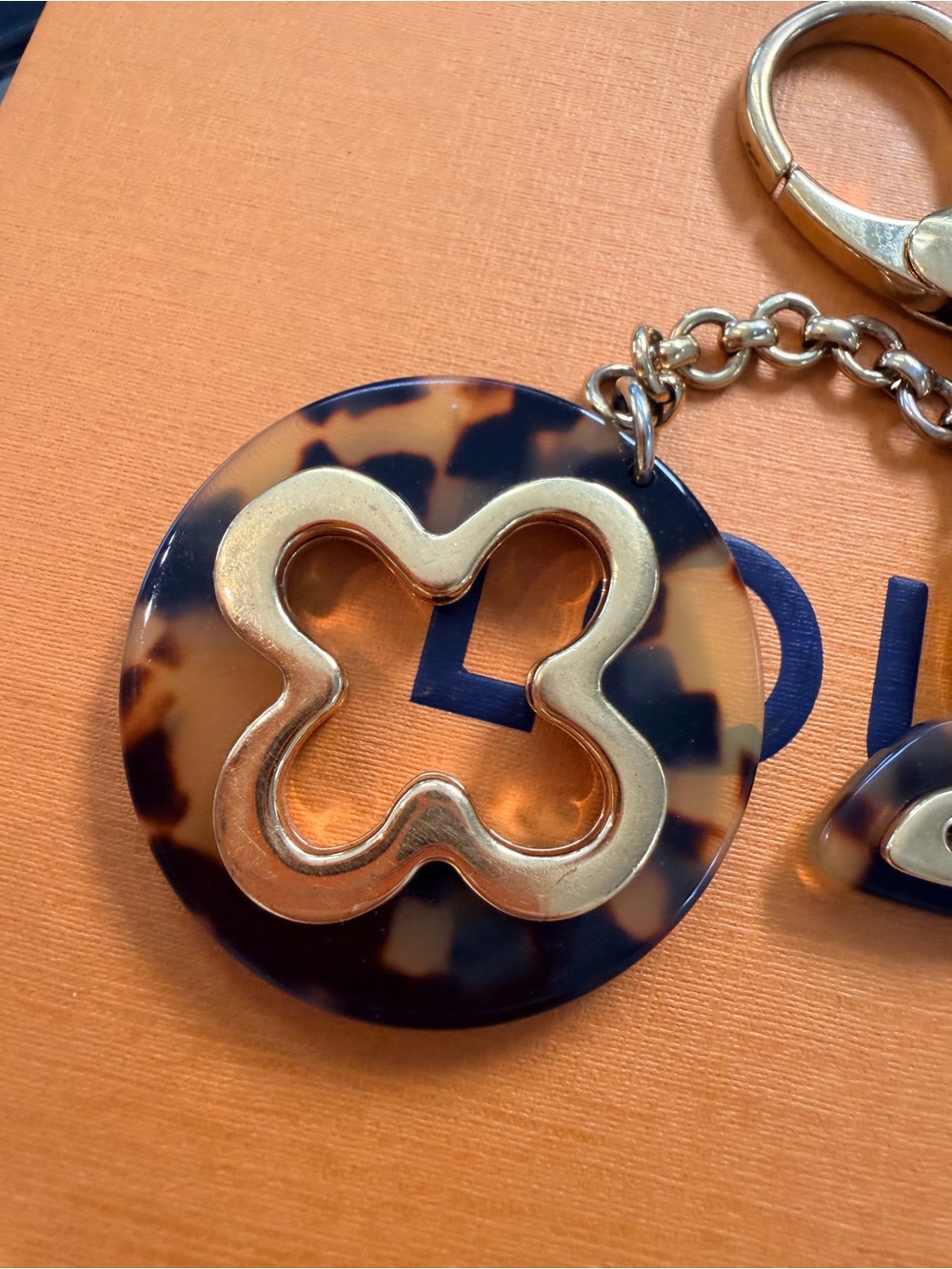 Louis Vuitton Tortoiseshell and Gold Monogram Charm Keychain - Picture 4 of 6